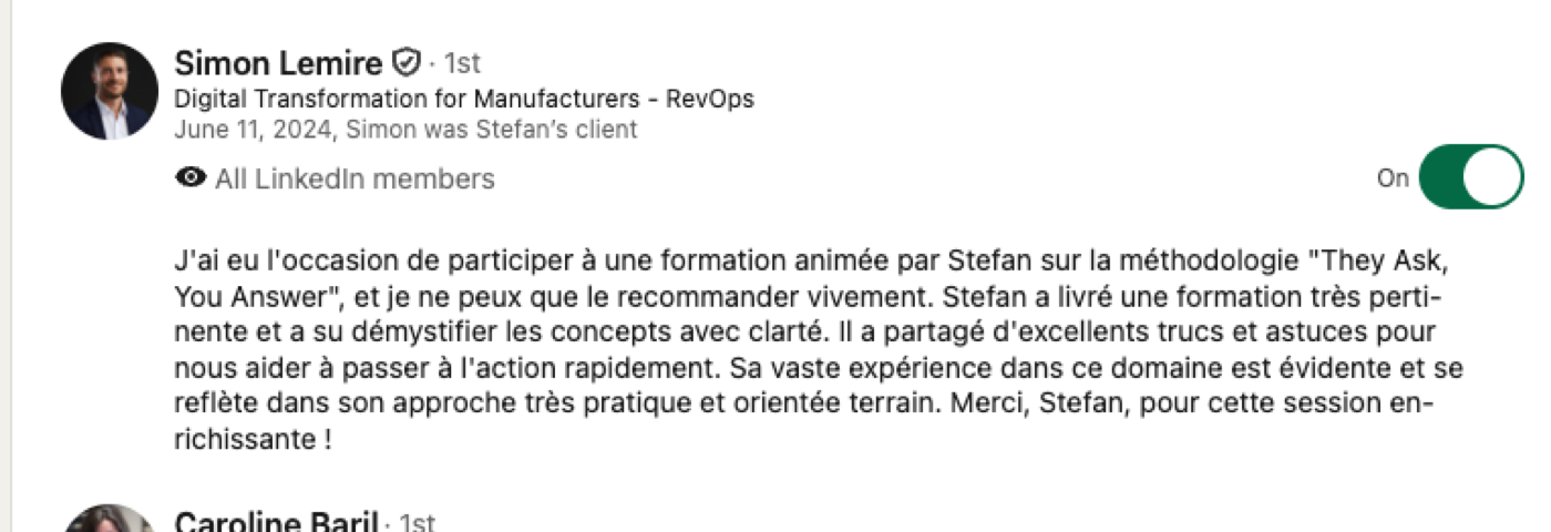 LinkedIn recommendation from Simon Lemire